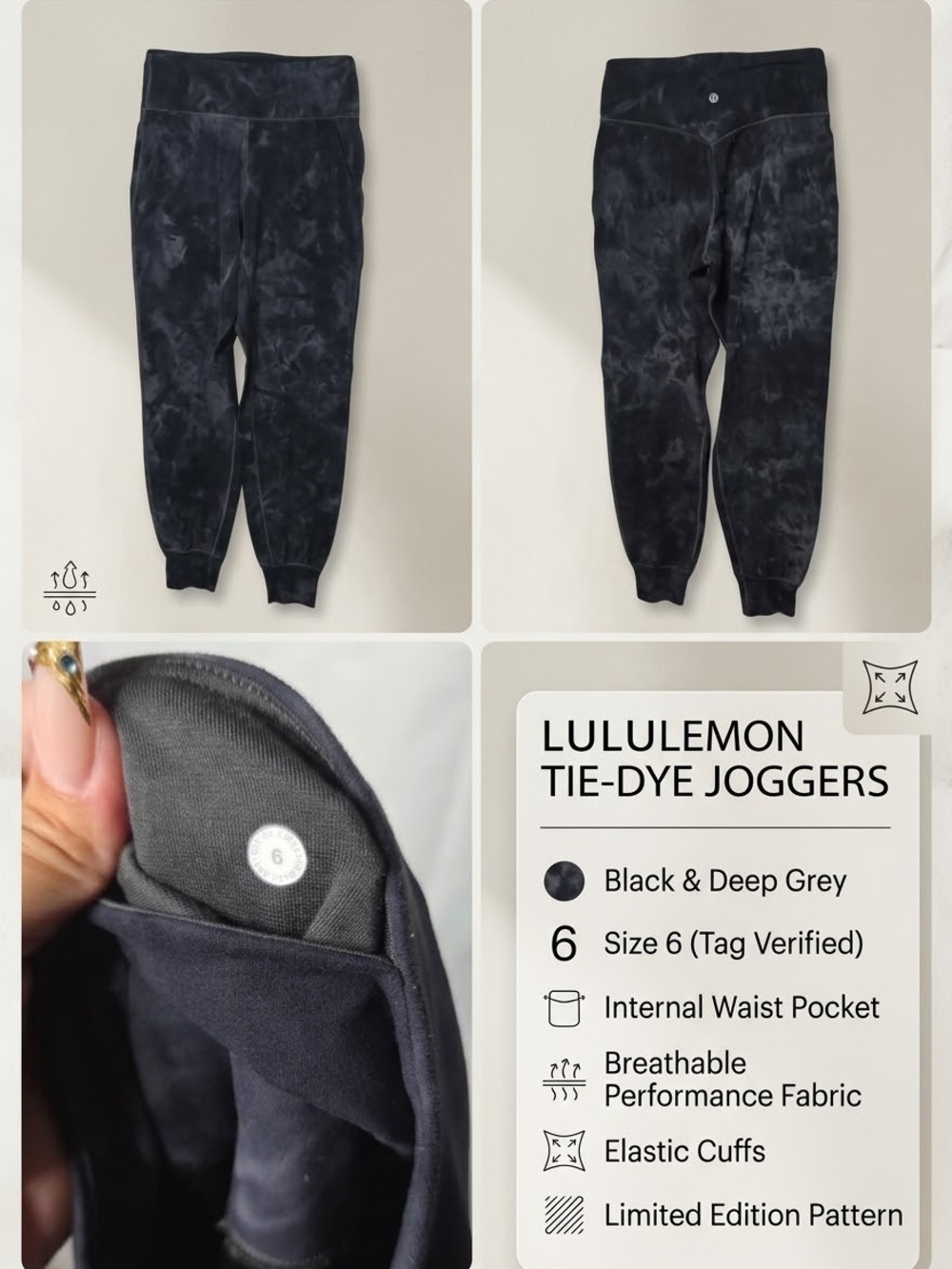 lululemon athletica Kids Tie-Dye Joggers - Black & Deep Grey